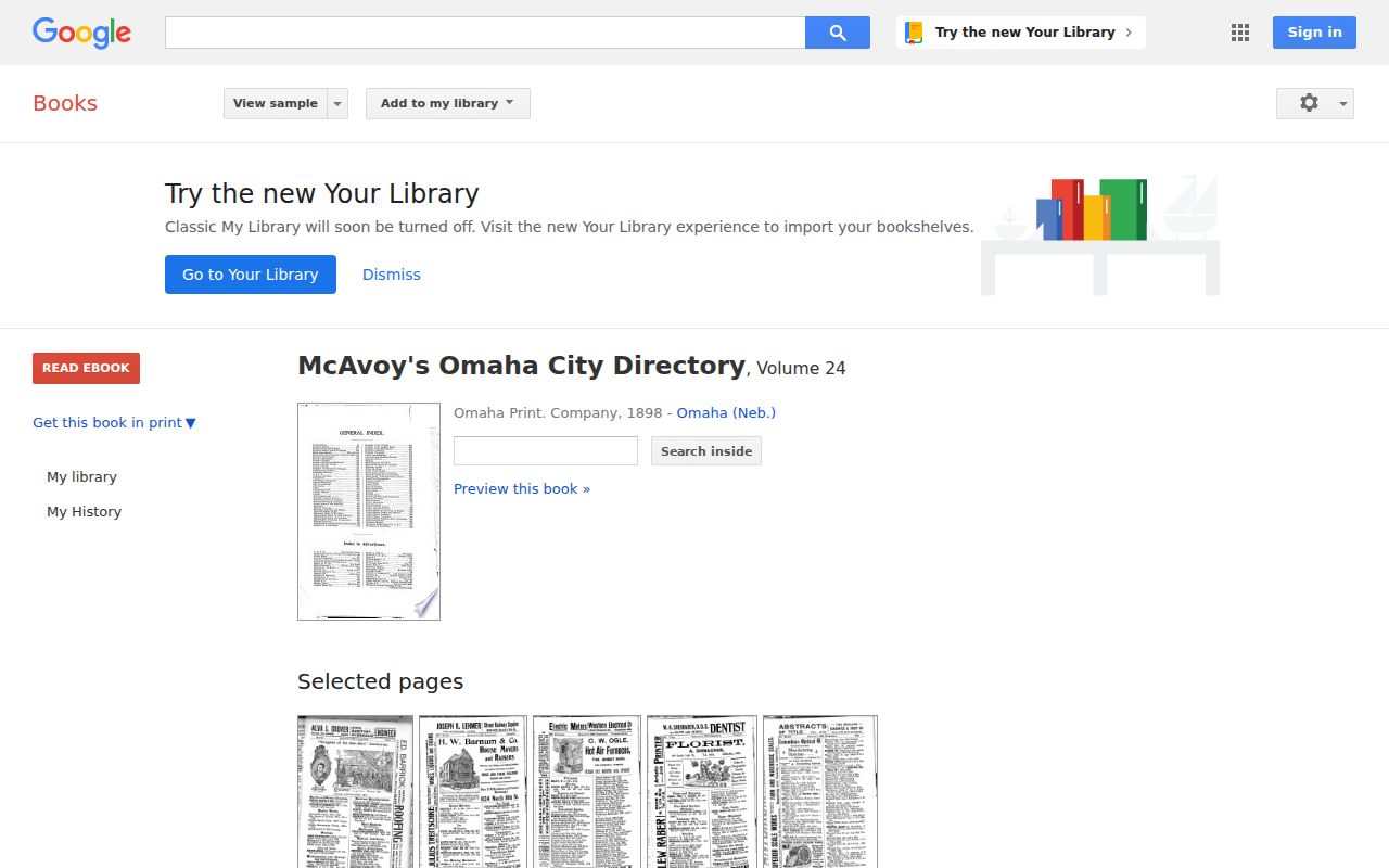 Douglas County city directory McAvoy's Omaha 1898 digitized listing