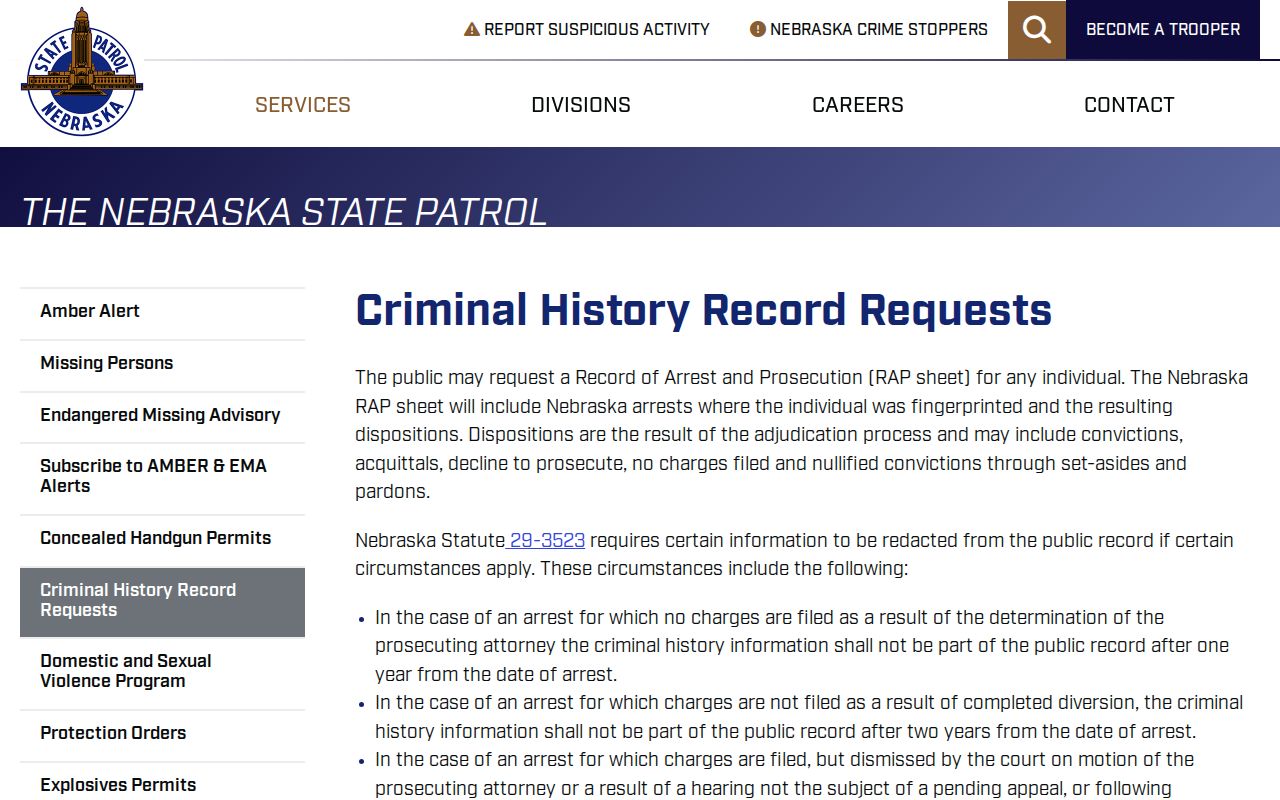 Douglas County residents directory Nebraska State Patrol record request