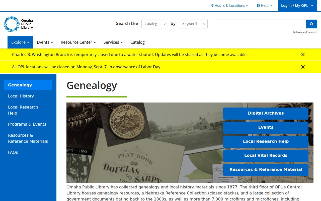Douglas County residents directory Omaha Public Library genealogy collection