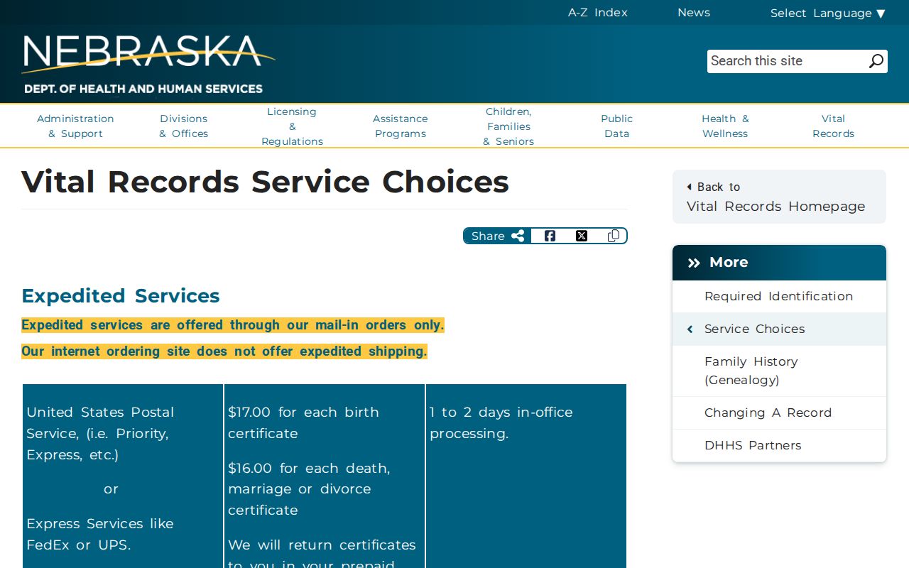 Douglas County resident lookup Nebraska Vital Records service options